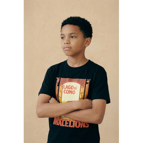 Malelions T-shirt zwart Jongens Katoen Ronde hals Printopdruk - maat 176 afbeelding