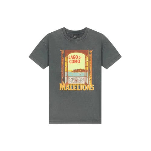 Malelions T-shirt grijs Jongens Katoen Ronde hals Printopdruk - maat 140 afbeelding