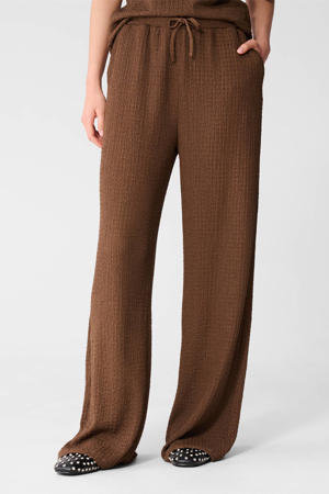 straight high waist crinkle broek bruin