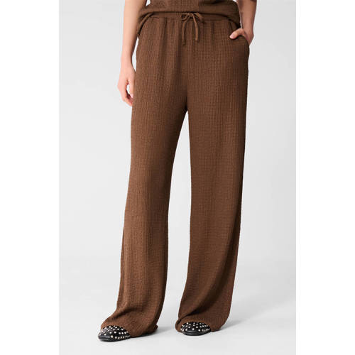 Shoeby straight high waist casual broek bruin Dames Polyester Effen - maat XXL afbeelding