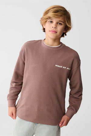 sweater boxy met backprint bruin