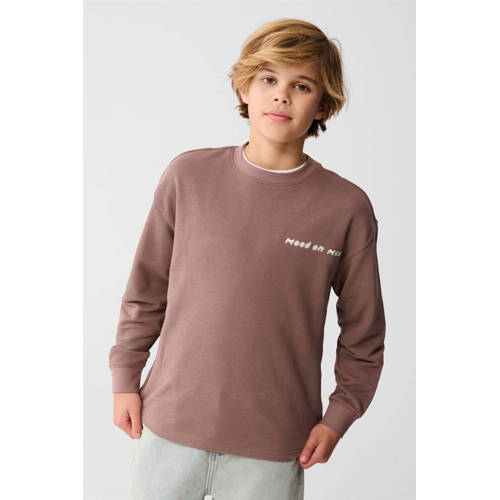 Shoeby sweater met backprint bruin Backprint - maat 98/104 afbeelding
