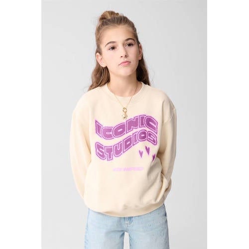 Shoeby sweater ecru Tekst - maat 110/116 | Sweater van Shoeby afbeelding
