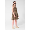 Shoeby maxi jurk met panterprint en franjes - bruin