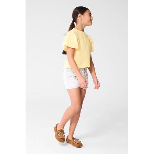 Shoeby blousetop lichtgeel Meisjes Polyester Ronde hals Effen - maat 122/128 afbeelding
