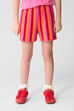 regular high waist casual short roze met textuur