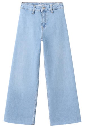 high waist wide leg jeans medium blue denim