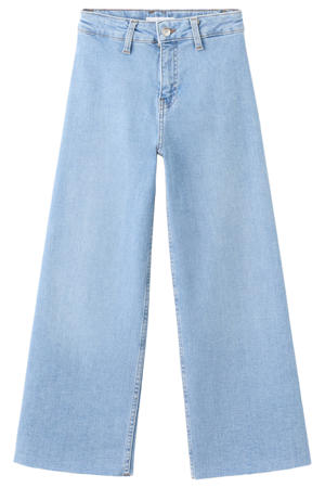high waist wide leg jeans medium blue denim