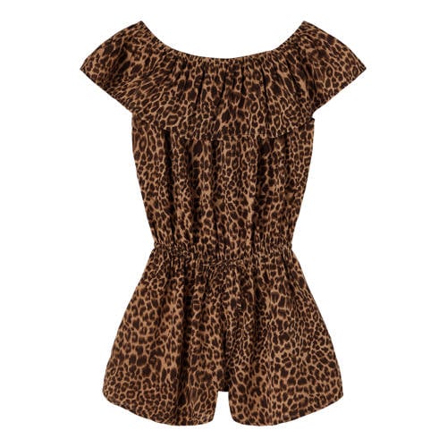 NAME IT KIDS playsuit Bruin Meisjes Polyester Boothals Dierenprint - maat 128 afbeelding