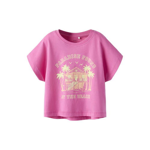 NAME IT KIDS T-shirt roze Meisjes Katoen Ronde hals Printopdruk - maat 122/128 afbeelding
