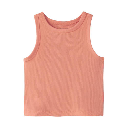 NAME IT KIDS mouwloze top koraaloranje Meisjes Katoen Ronde hals Effen - maat 134/140 afbeelding