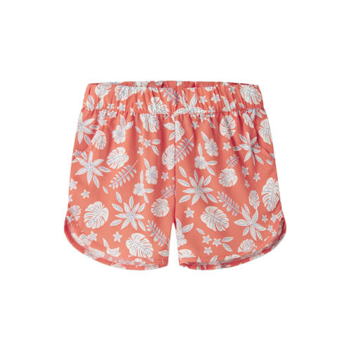 NAME IT KIDS regular gebloemde casual short koraaloranje Korte broek Meisjes Polyester - maat 146 afbeelding