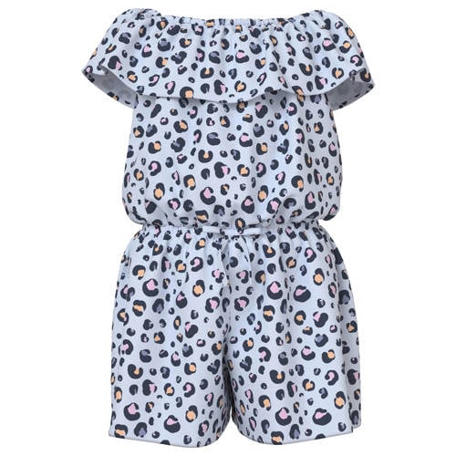 NAME IT KIDS playsuit lichtblauw Meisjes Polyester Boothals Dierenprint - maat 164 afbeelding