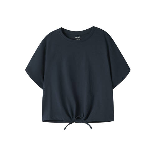 NAME IT KIDS T-shirt donkerblauw Meisjes Katoen Ronde hals Effen - maat 122/128 afbeelding