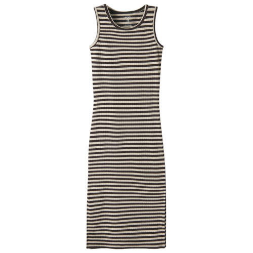 NAME IT KIDS gestreepte maxi jurk bruin Meisjes Stretchkatoen Ronde hals - maat 134 afbeelding