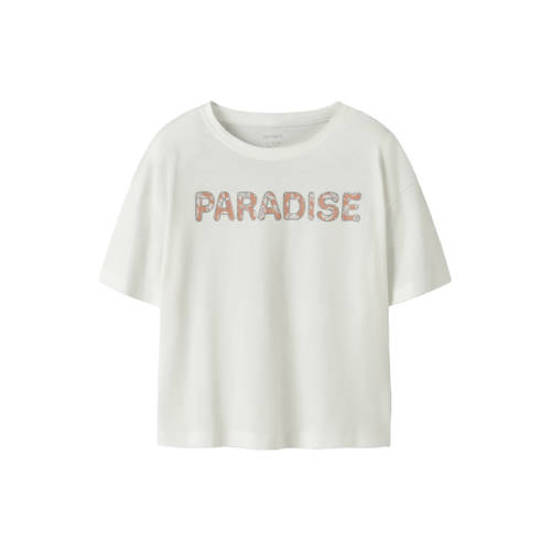 NAME IT KIDS T-shirt wit Meisjes Katoen Ronde hals Tekst - maat 122/128 afbeelding