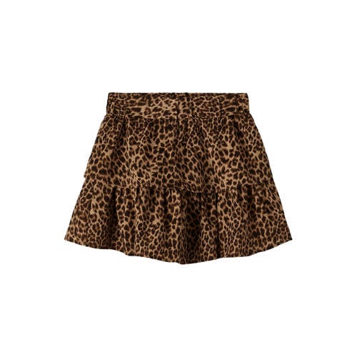 NAME IT KIDS A-lijn strokenrok bruin Meisjes Polyester Dierenprint - maat 140 afbeelding