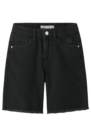 denim wide leg short black denim