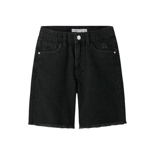 NAME IT KIDS denim wide leg short black denim Korte broek Zwart Effen - maat 122 afbeelding