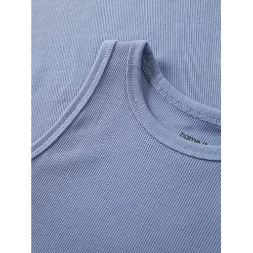 NAME IT KIDS zomerjurk rib gebreid lila Paars Meisjes Stretchkatoen Ronde hals - maat 128 afbeelding