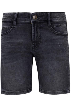 straight regular waist short black denim