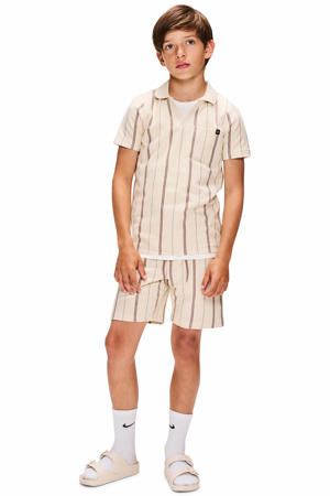 regular waist gestreepte casual short crème