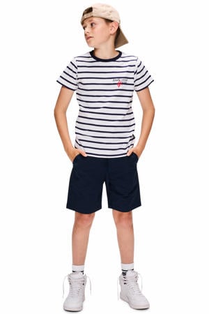 bermuda shorts met linnen donkerblauw