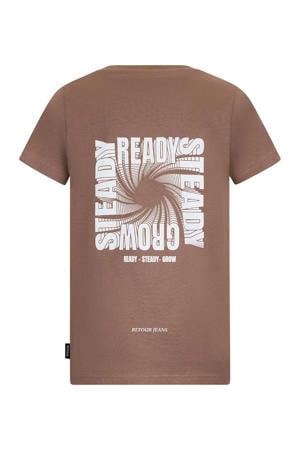 T-shirt met backprint bruin