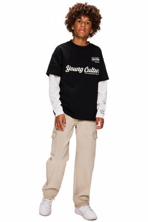 relaxed regular waist casual broek zand