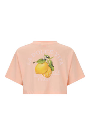 T-shirt met backprint oranje