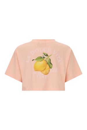 T-shirt met backprint oranje