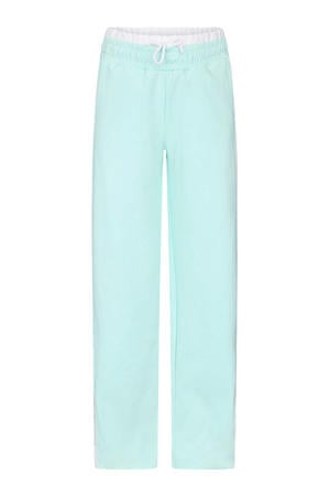 wide leg regular waist casual broek lichtblauw