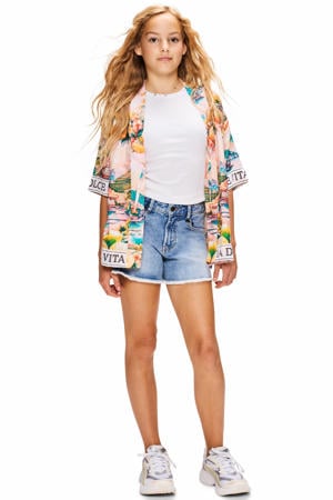 relaxed regular waist short medium blue denim