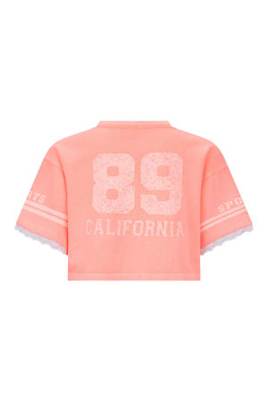 T-shirt met backprint oranje broderie