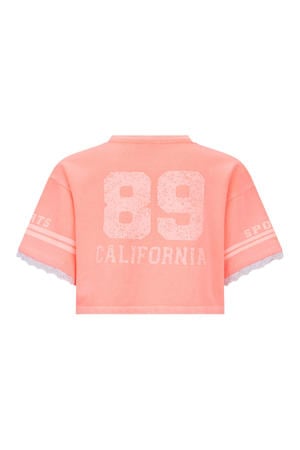 T-shirt met backprint oranje broderie