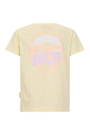 T-shirt met backprint lichtgeel