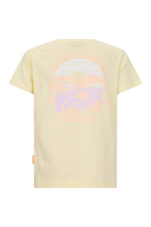 T-shirt met backprint lichtgeel