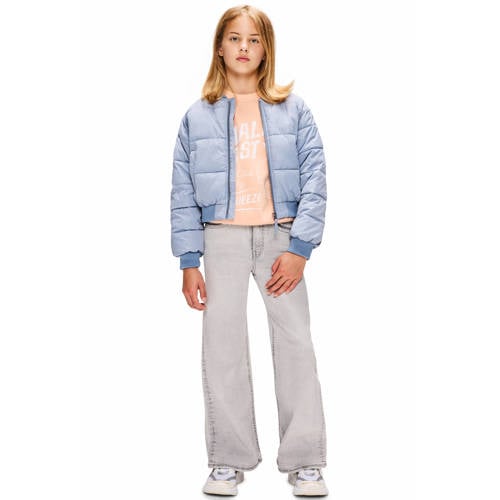 Retour Jeans gewatteerde jas lichtblauw Meisjes Polyester Ronde hals Dierenprint - maat 104 afbeelding