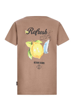 T-shirt met backprint bruin