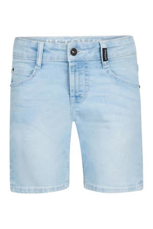 regular waist short light blue denim