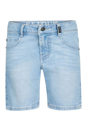 regular waist short light blue denim