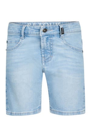 regular waist short light blue denim