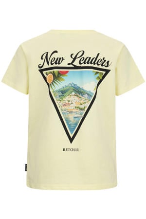 T-shirt met backprint lichtgeel