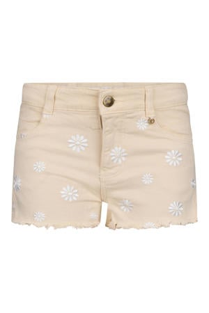 regular waist denim short beige