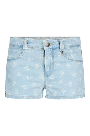 regular waist short light blue denim