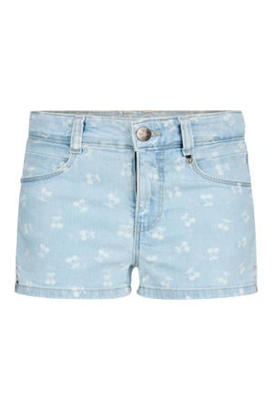 regular waist short light blue denim