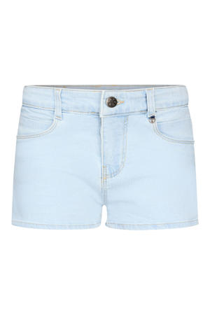 regular waist short light blue denim