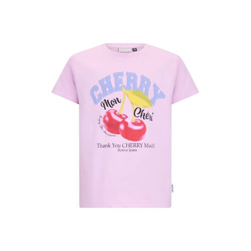 Retour Jeans T-shirt lila Paars Meisjes Katoen Ronde hals Printopdruk - maat 122/128 afbeelding