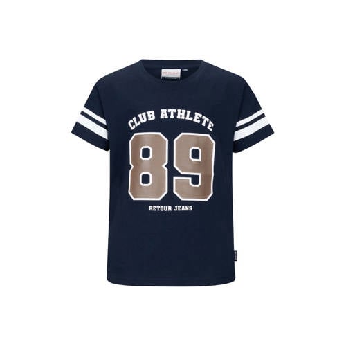 Retour Jeans T-shirt donkerblauw Jongens Katoen Ronde hals Printopdruk - maat 182/188 afbeelding