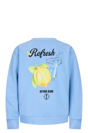 sweater met backprint lichtblauw